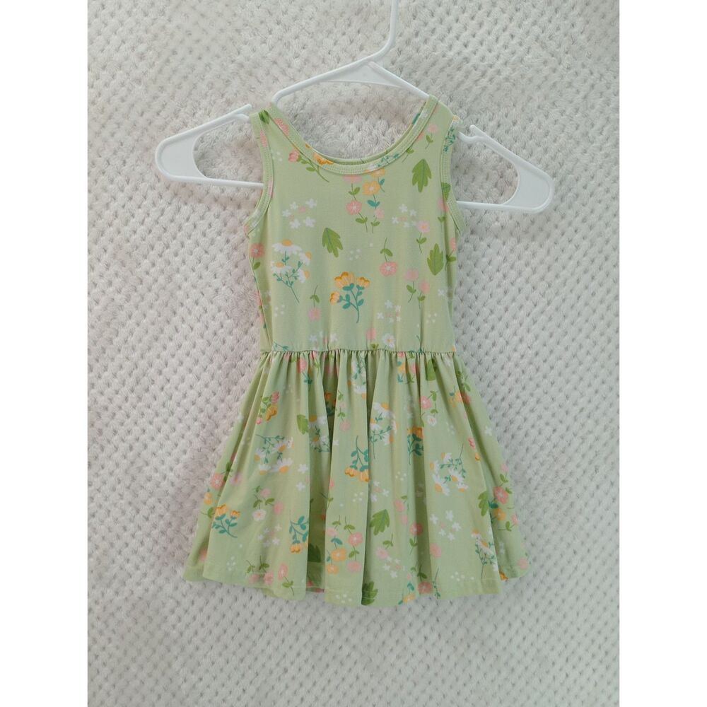 DotDotSmile Girls 2T Green Floral Sleeveless Tank Twirl Summer Dress